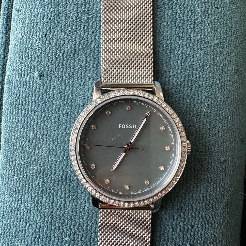 Fossil Silver Crystal-Accented Watch